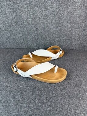 Soludos White Leather Crossover Toe-Ring Sandals Size 9